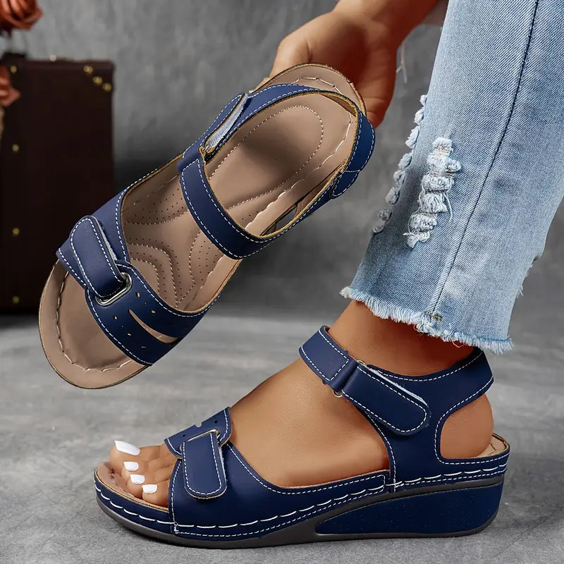 Theresa | Sandalen für Damen Offene Spitze Knöchelriemen Plateau Sohle