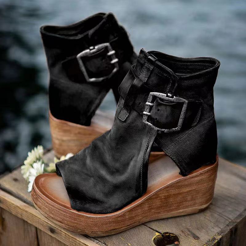 Lysandra | Sandalen für Damen Schnallenriemen Keilabsatz Stil