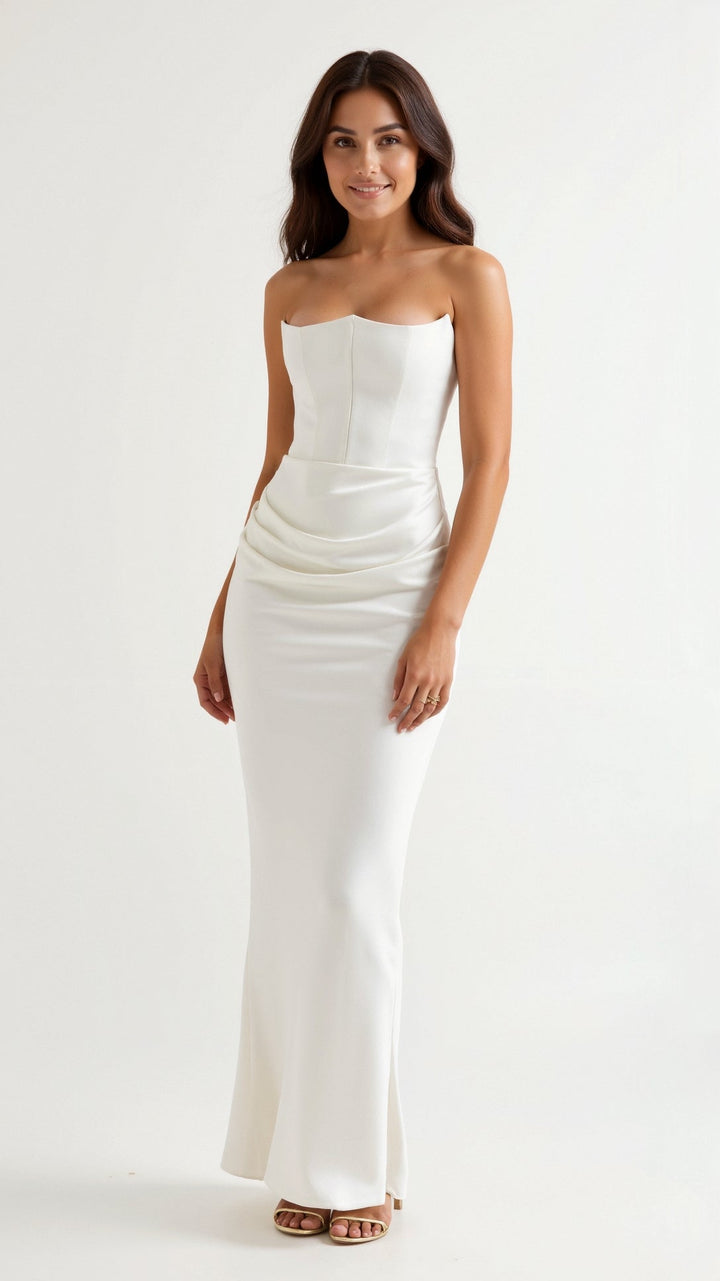 Abigail | Damen Hochzeitsgastkleid Column Maxikleid