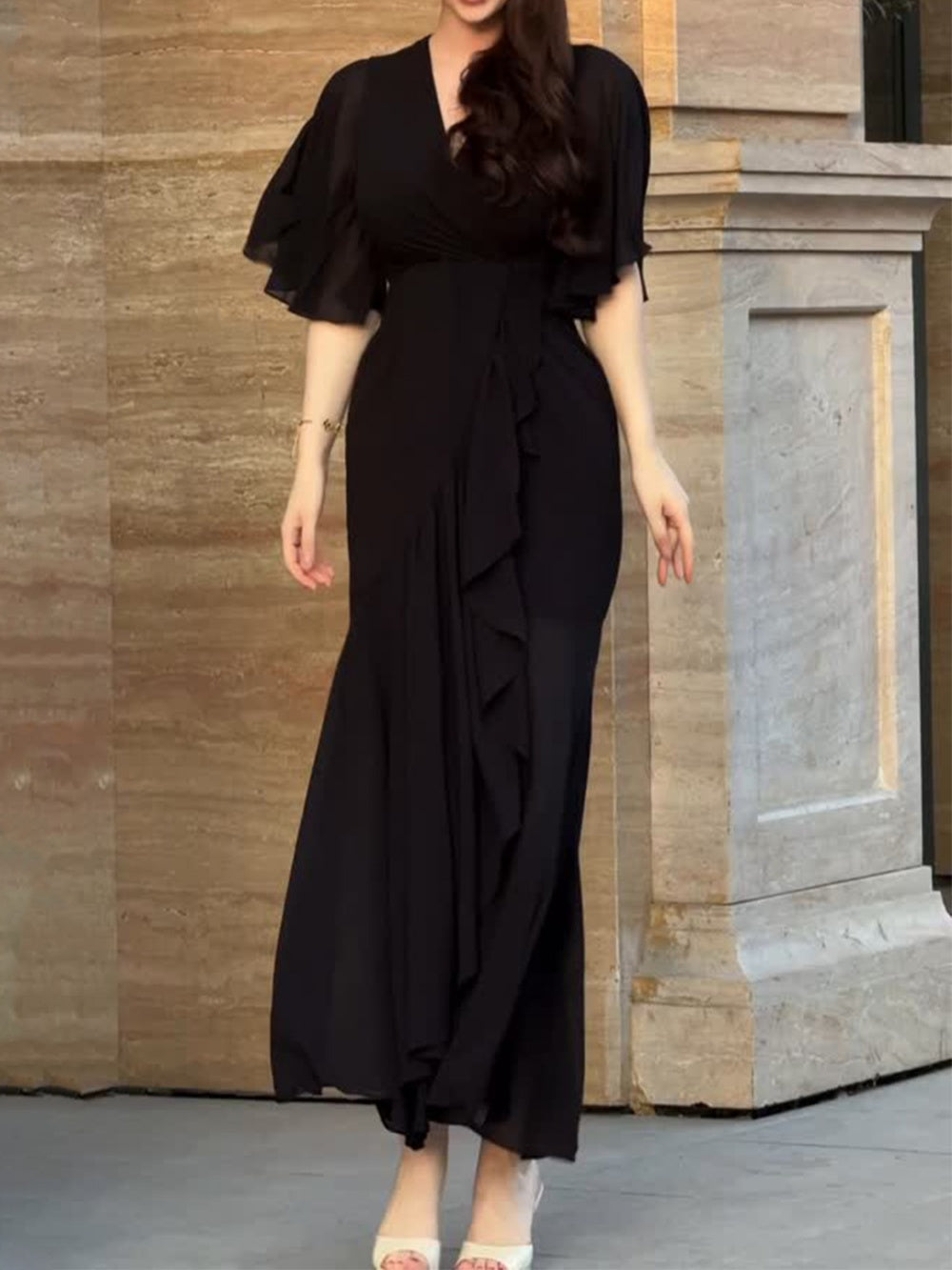 Mariah | Damenkleid Retro Floral Wickel Maxi