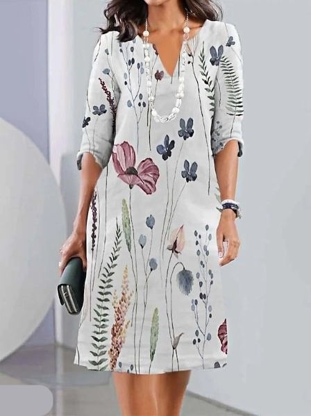 Elisa | Damenkleid Rundhals Kurzarm Midi