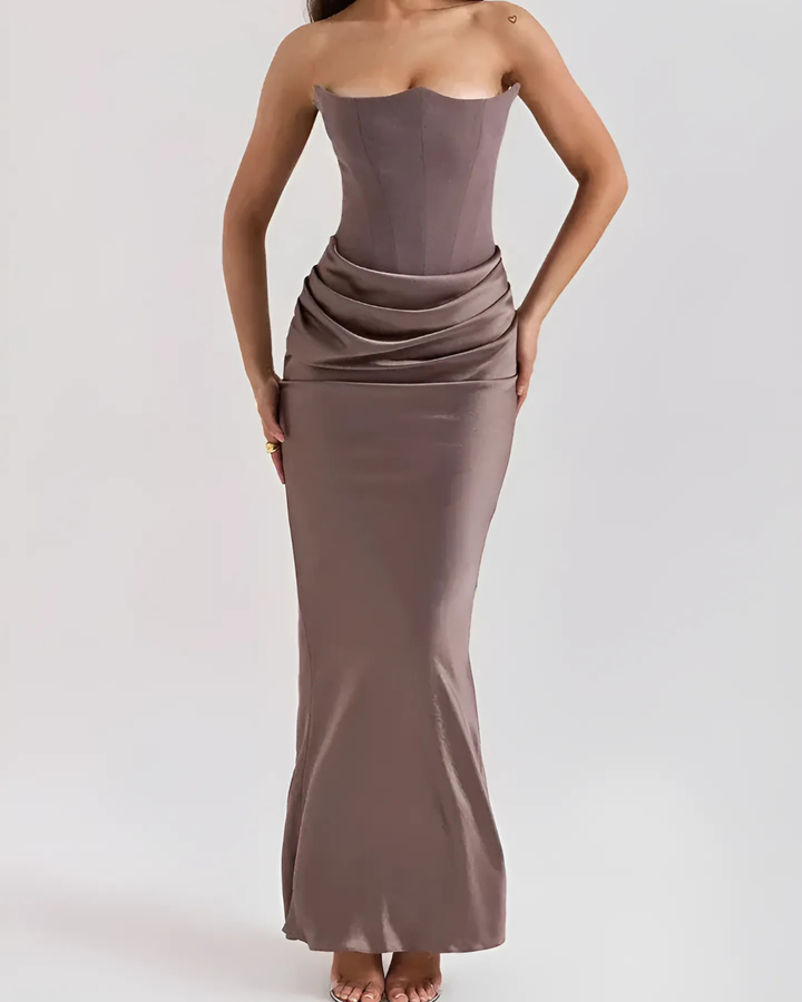 Elisabetta | Damen Hochzeitsgast Drapiertes Maxi Kleid
