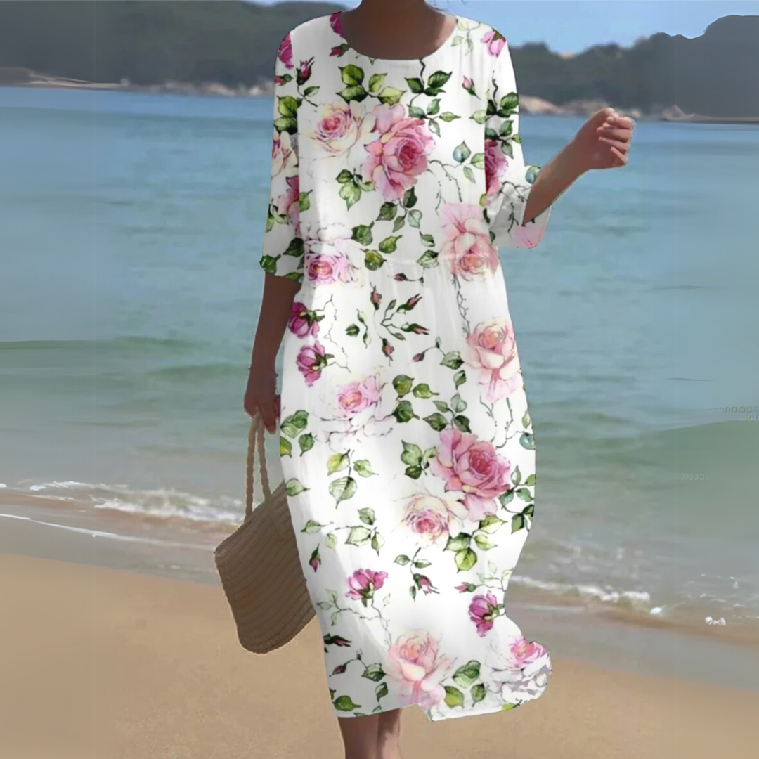 Lena | Damenkleid Durchgehender Blumenprint