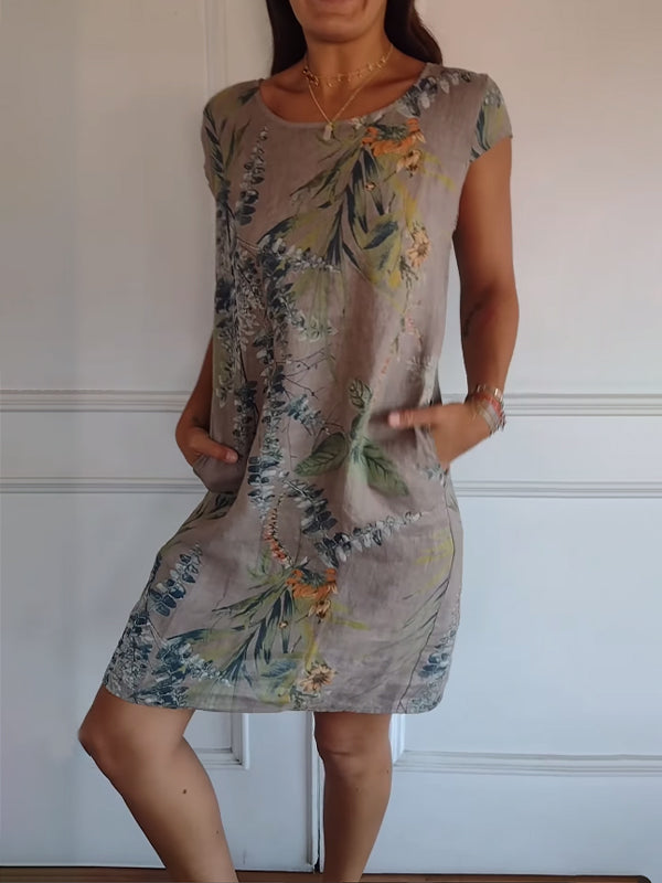 Daphne | Damenkleid Botanischer Print Shift Mini