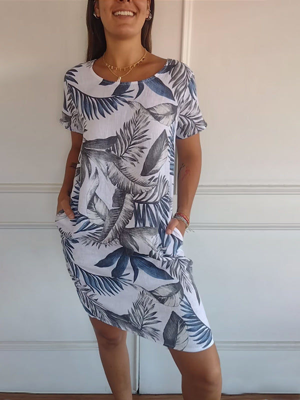 Daphne | Damenkleid Botanischer Print Shift Mini