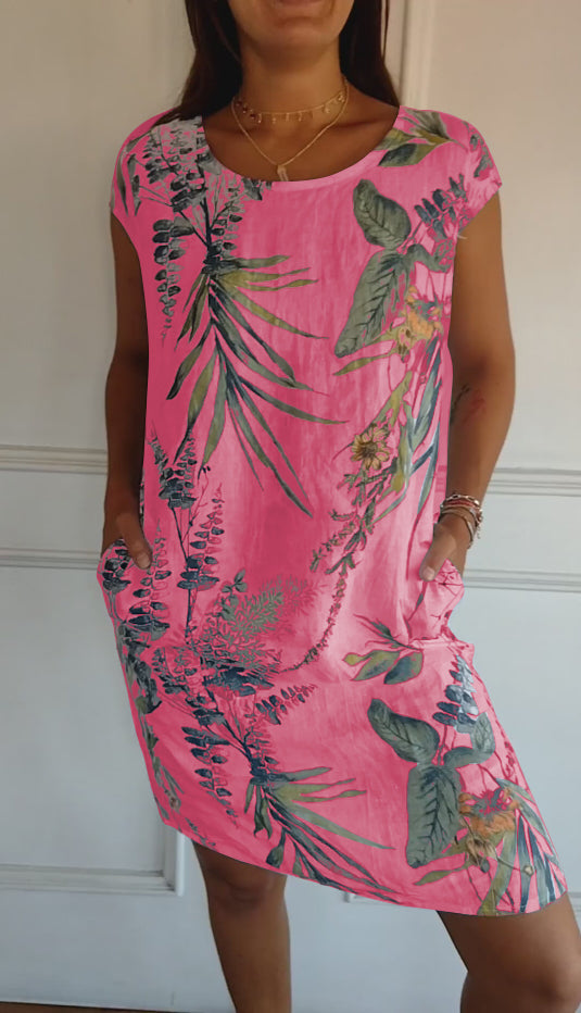 Daphne | Damenkleid Botanischer Print Shift Mini