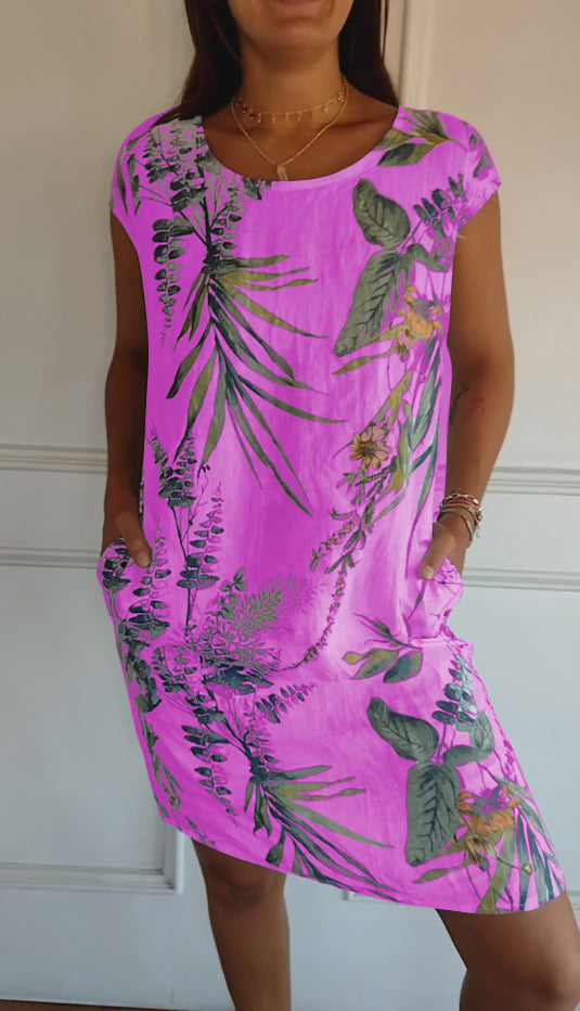 Daphne | Damenkleid Botanischer Print Shift Mini