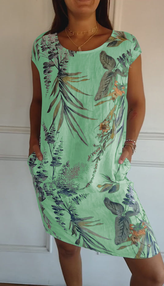 Daphne | Damenkleid Botanischer Print Shift Mini