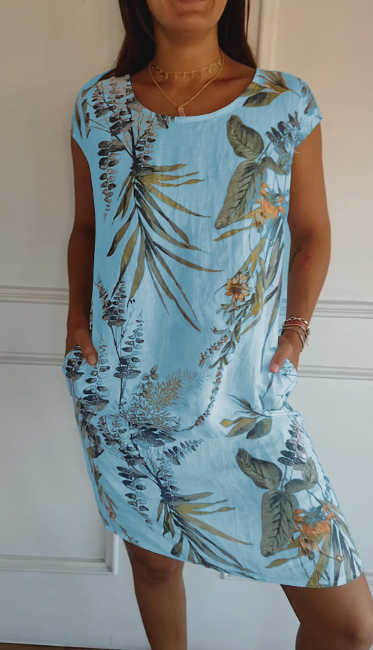 Daphne | Damenkleid Botanischer Print Shift Mini