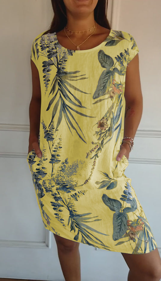 Daphne | Damenkleid Botanischer Print Shift Mini
