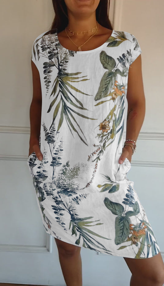 Daphne | Damenkleid Botanischer Print Shift Mini