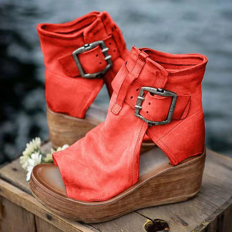 Lysandra | Sandalen für Damen Schnallenriemen Keilabsatz Stil