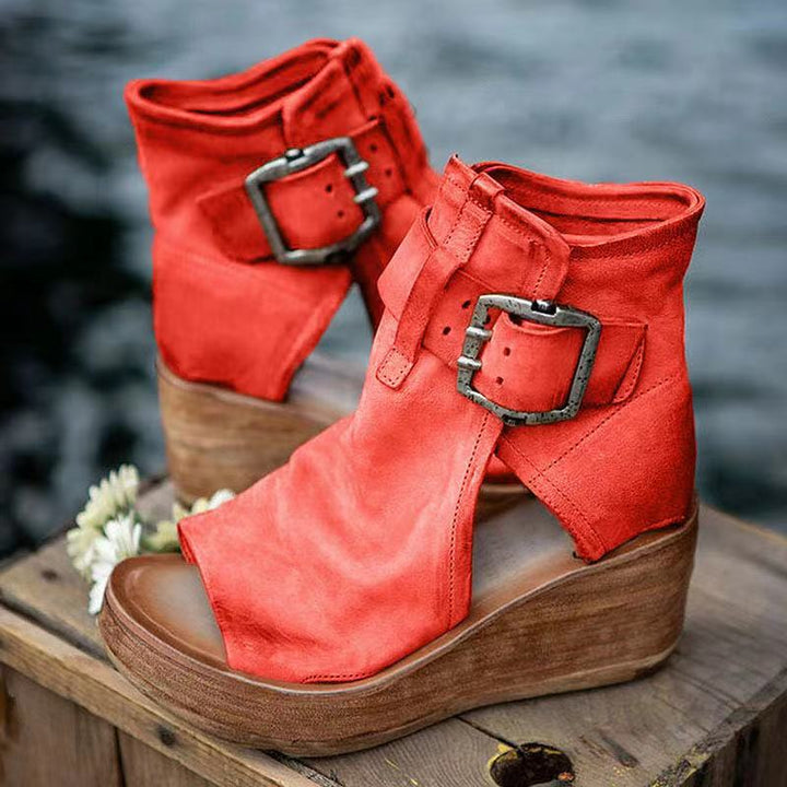 Lysandra | Sandalen für Damen Schnallenriemen Keilabsatz Stil