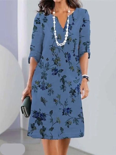 Elisa | Damenkleid Rundhals Kurzarm Midi