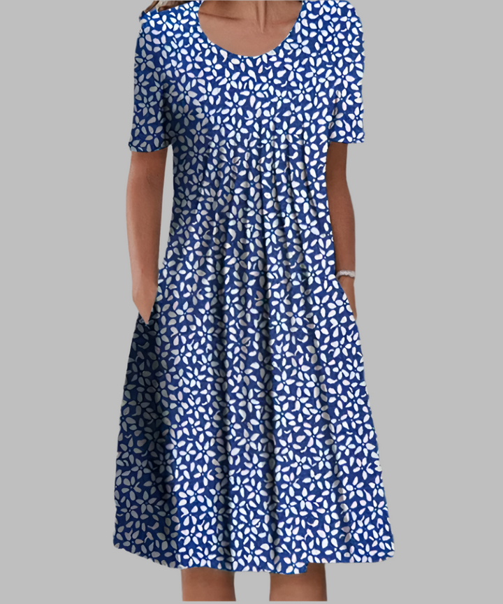 Helen | Damenkleid Bedrucktes Midi Kurzarm