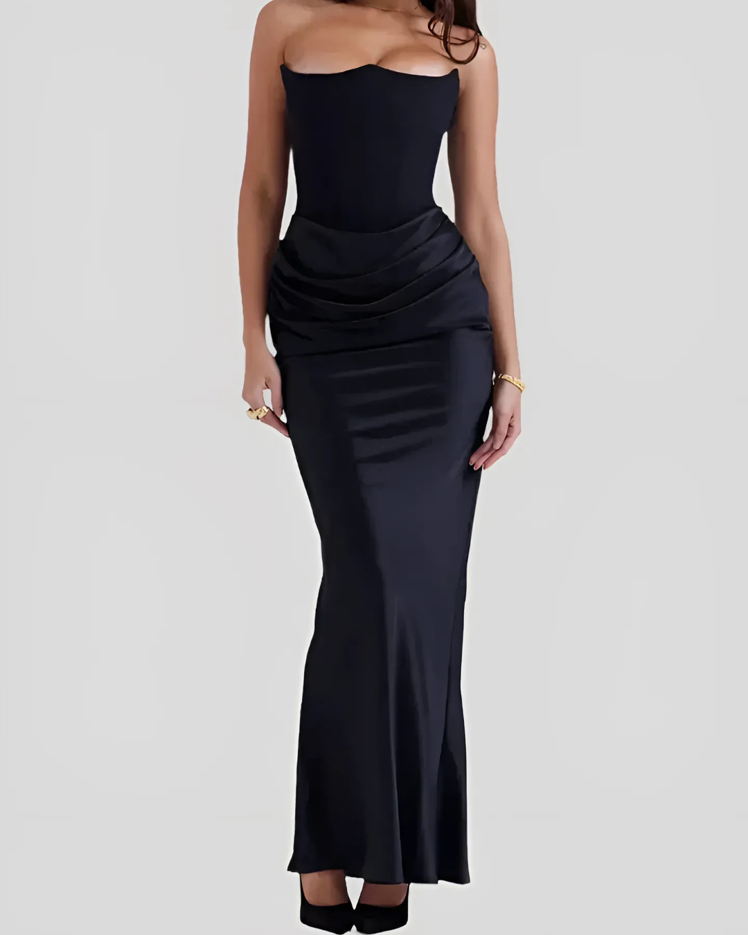 Elisabetta | Damen Hochzeitsgast Drapiertes Maxi Kleid