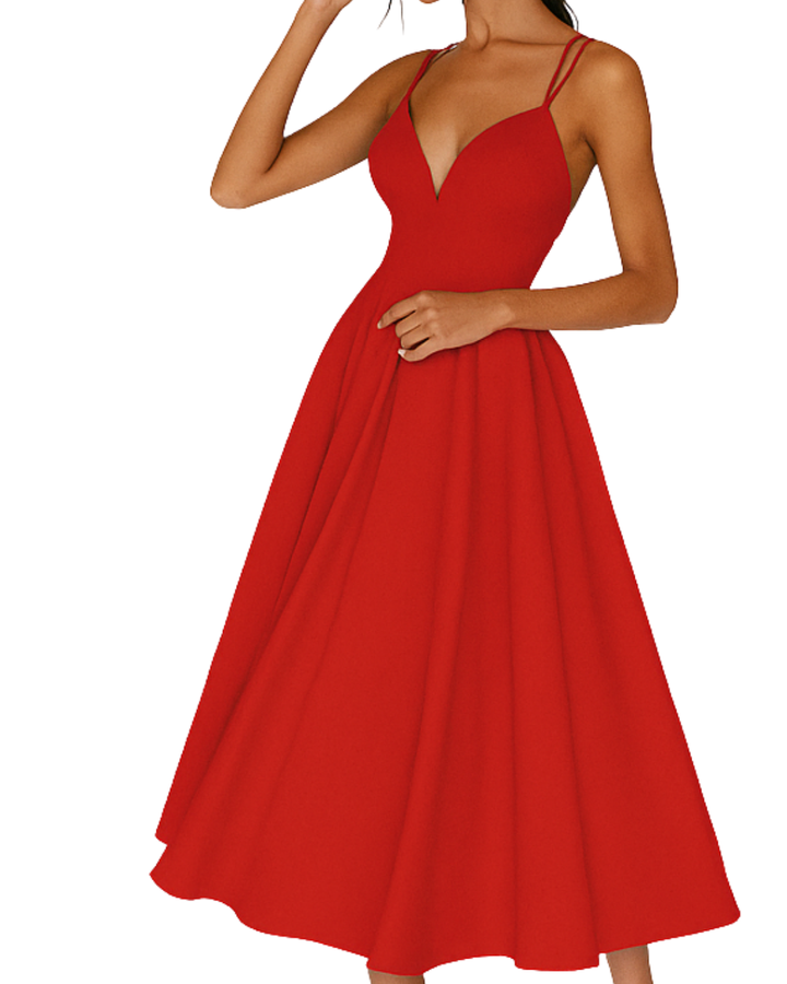Bianca | Damen Hochzeitsgast Träger Midi Kleid