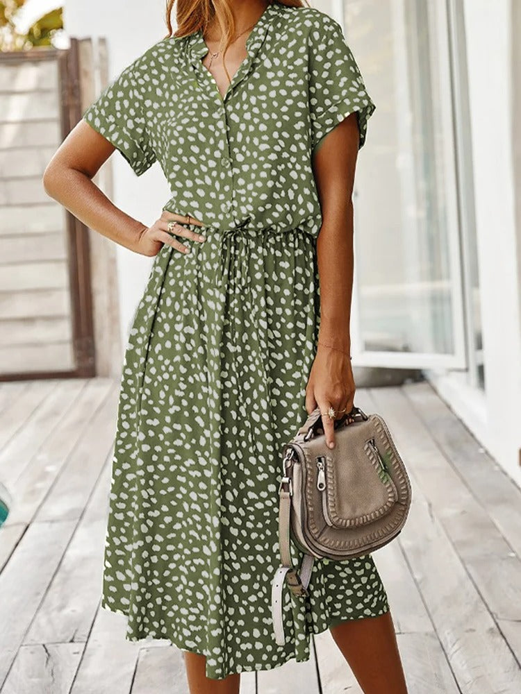 Leontina | Damen Sommerkleid Animal Print Midi