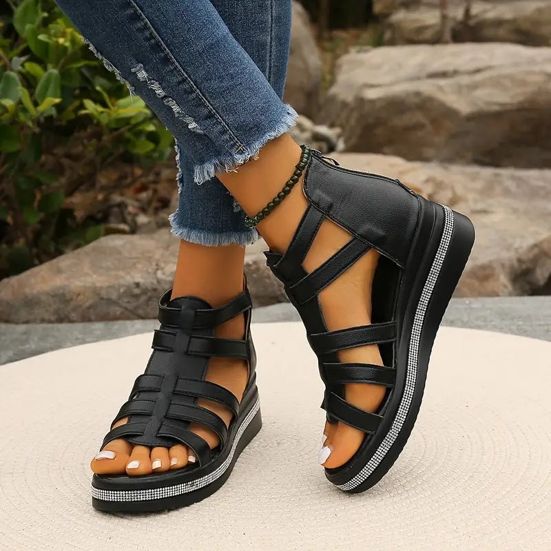 Agnes | Sandalen für Damen Multi-Riemchen Plateau