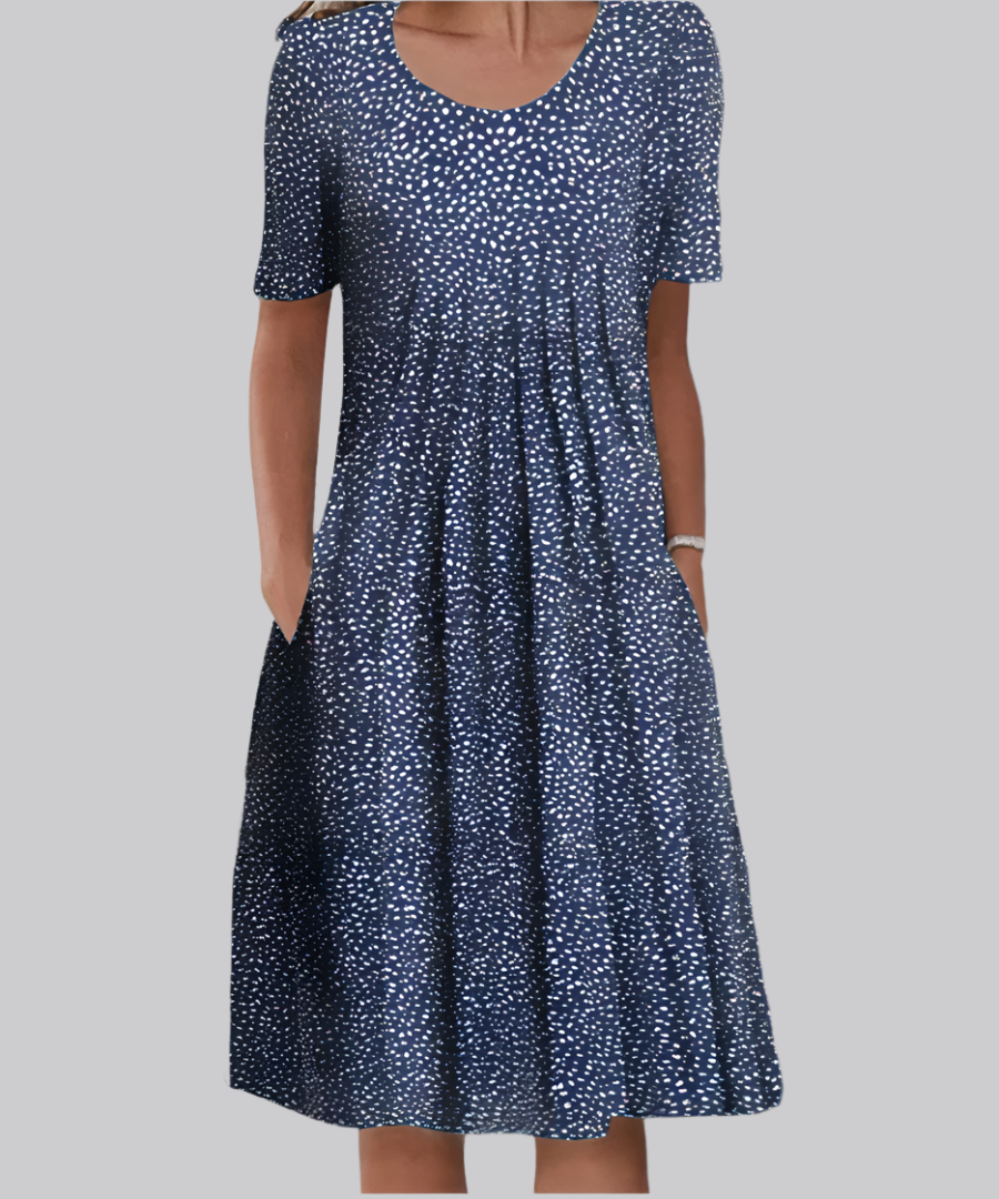 Helen | Damenkleid Bedrucktes Midi Kurzarm