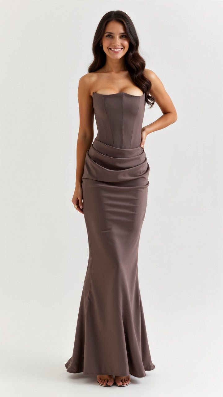 Abigail | Damen Hochzeitsgastkleid Column Maxikleid