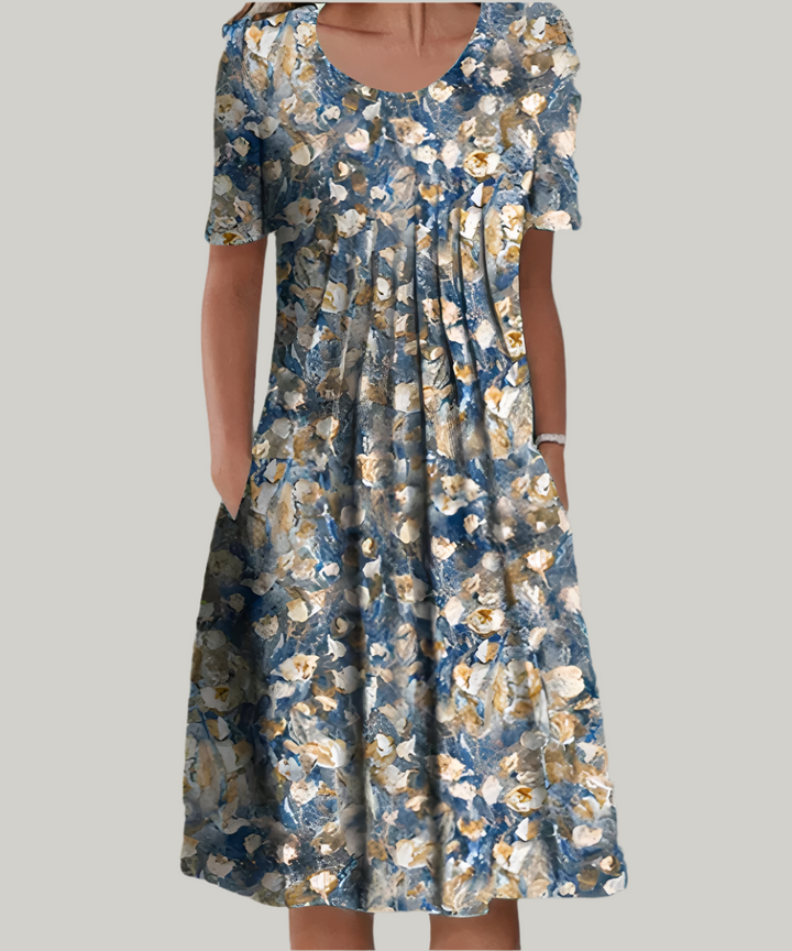 Helen | Damenkleid Bedrucktes Midi Kurzarm