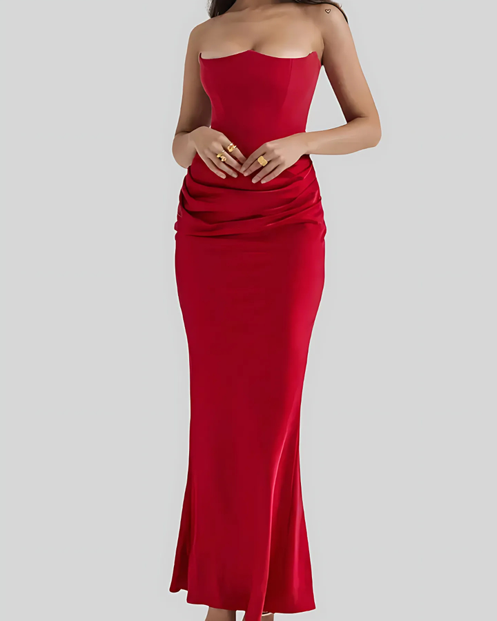 Elisabetta | Damen Hochzeitsgast Drapiertes Maxi Kleid