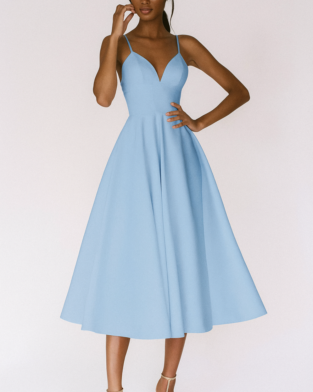 Bianca | Damen Hochzeitsgast Träger Midi Kleid
