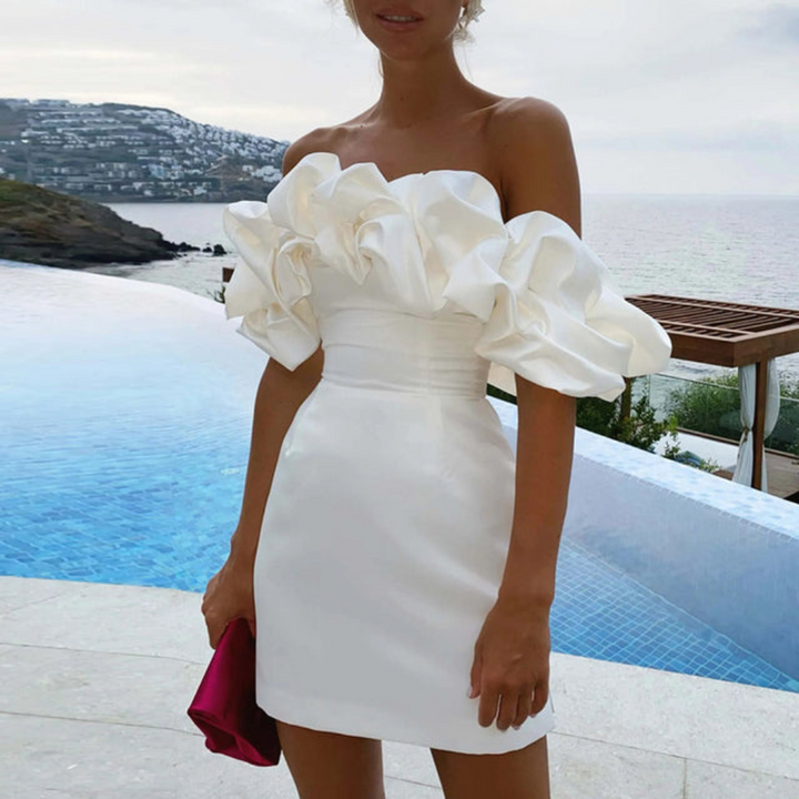 Chiara | Damen Hochzeitsgast Rüschen Mini Kleid