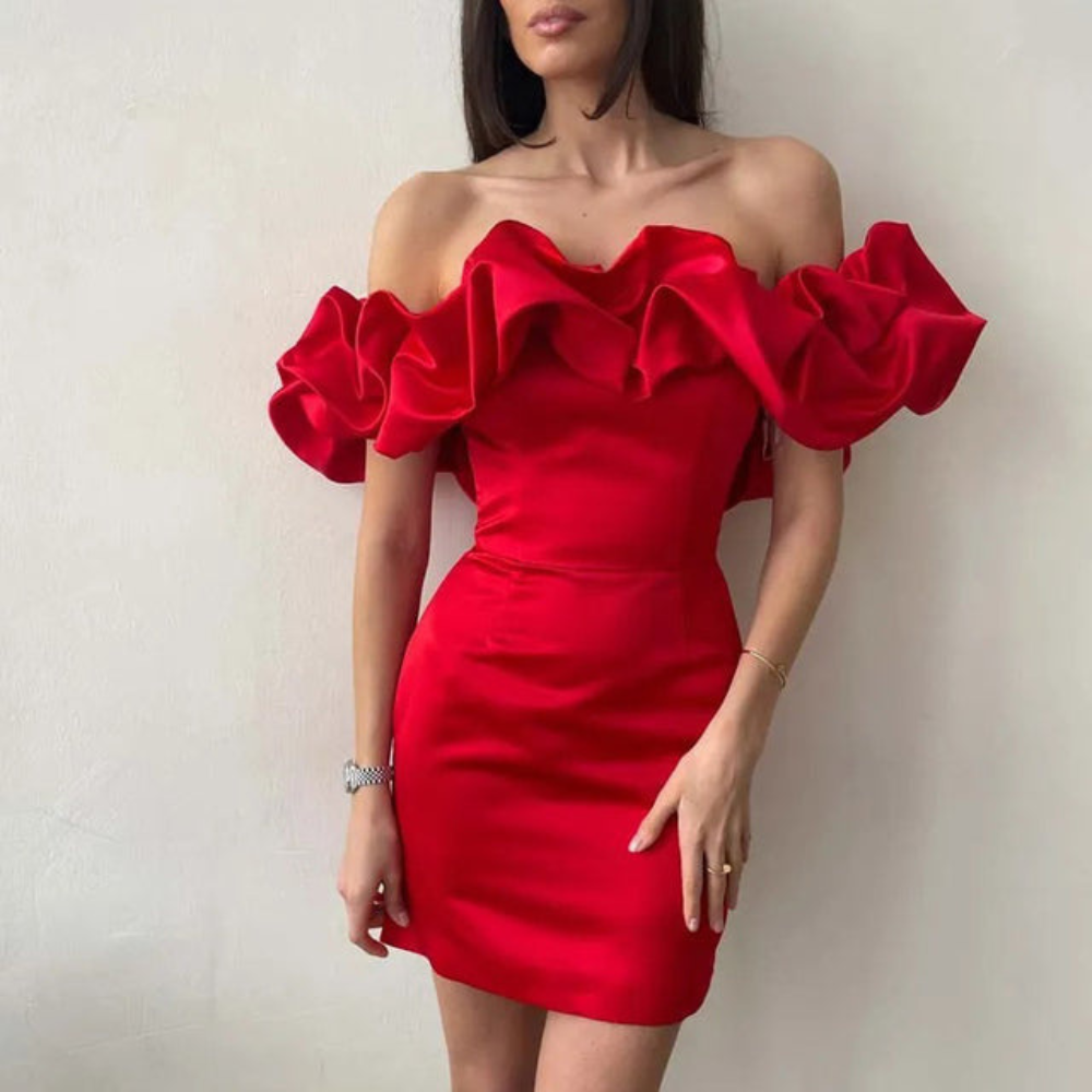 Chiara | Damen Hochzeitsgast Rüschen Mini Kleid