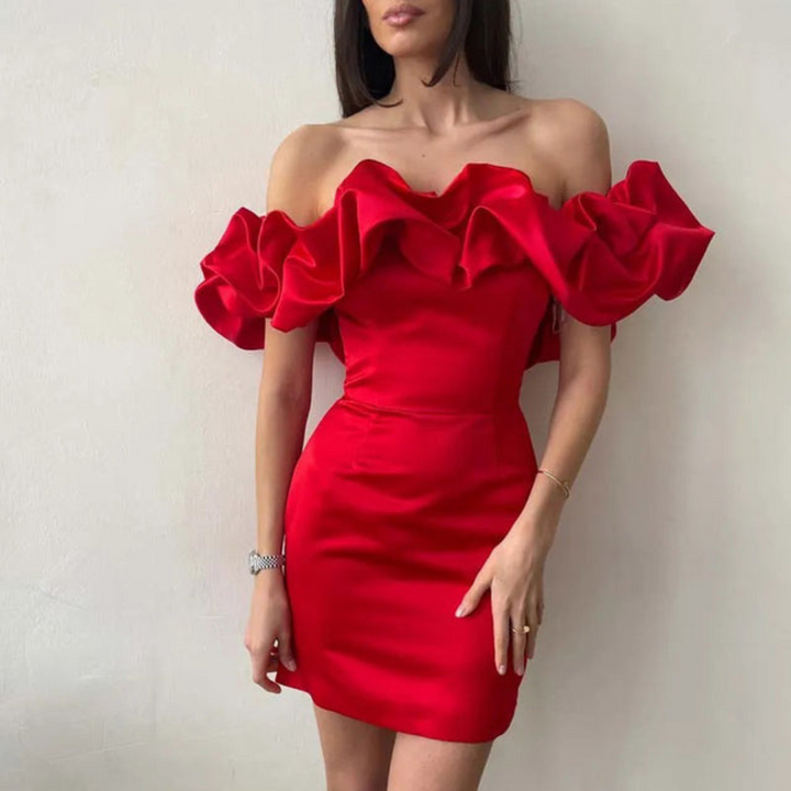 Chiara | Damen Hochzeitsgast Rüschen Mini Kleid
