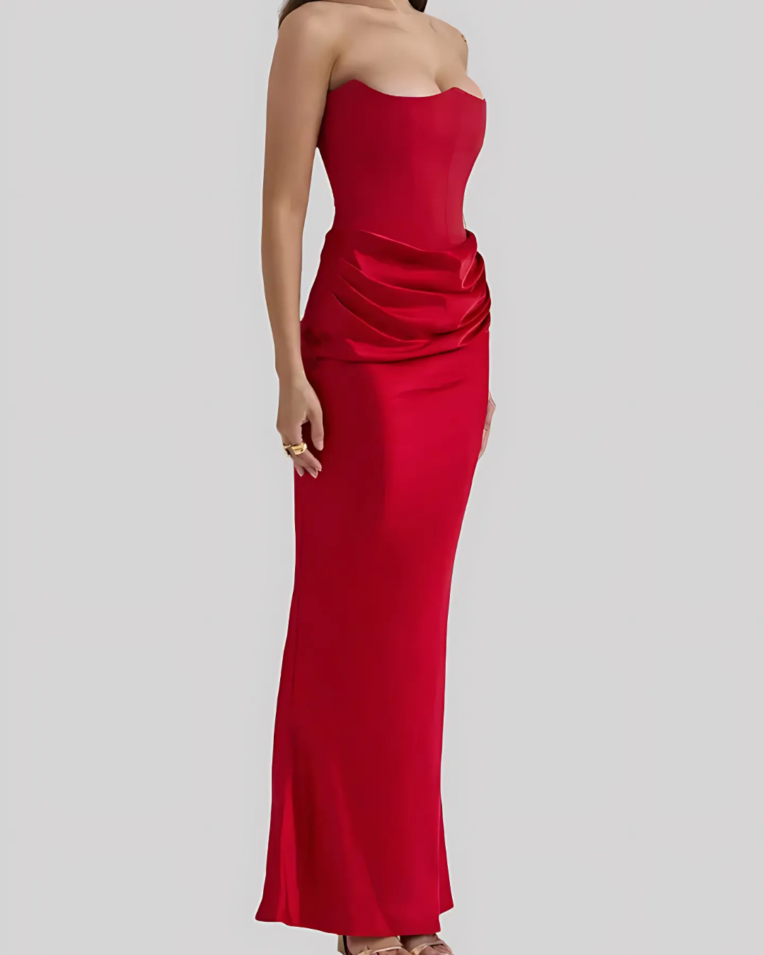 Elisabetta | Damen Hochzeitsgast Drapiertes Maxi Kleid