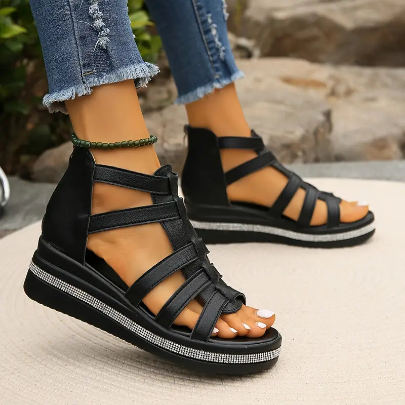 Agnes | Sandalen für Damen Multi-Riemchen Plateau