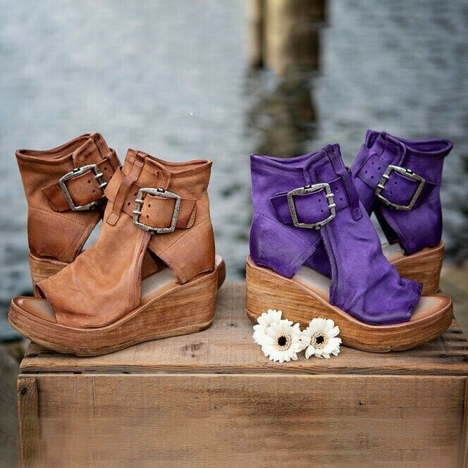 Lysandra | Sandalen für Damen Schnallenriemen Keilabsatz Stil