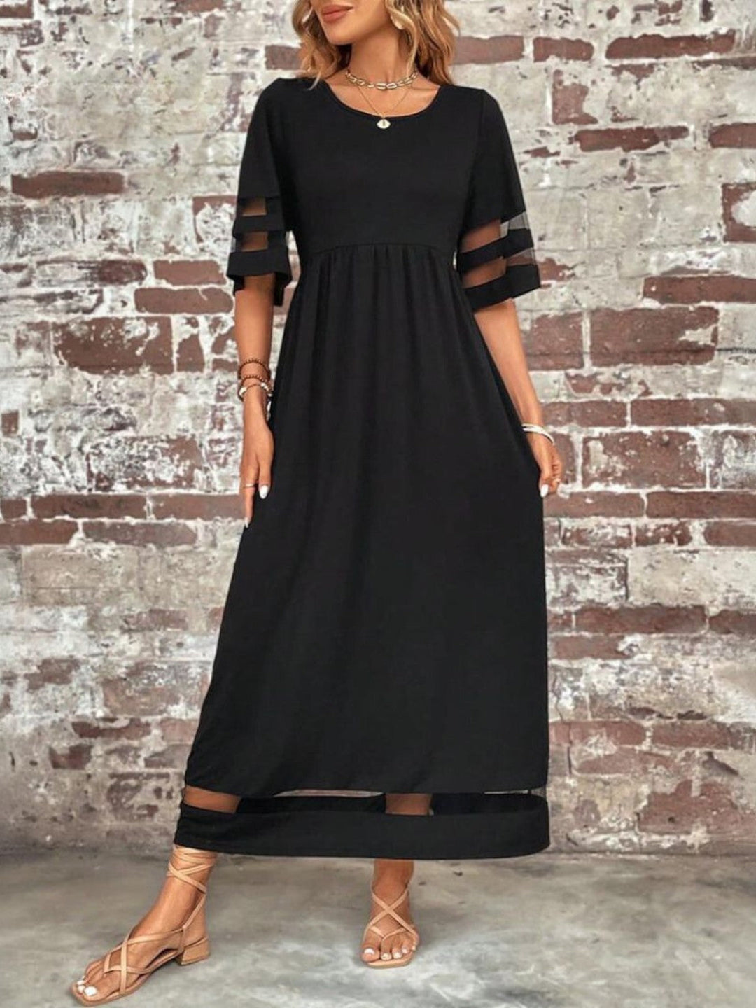 Florentia | Damen Kleid Rundhals Maxi