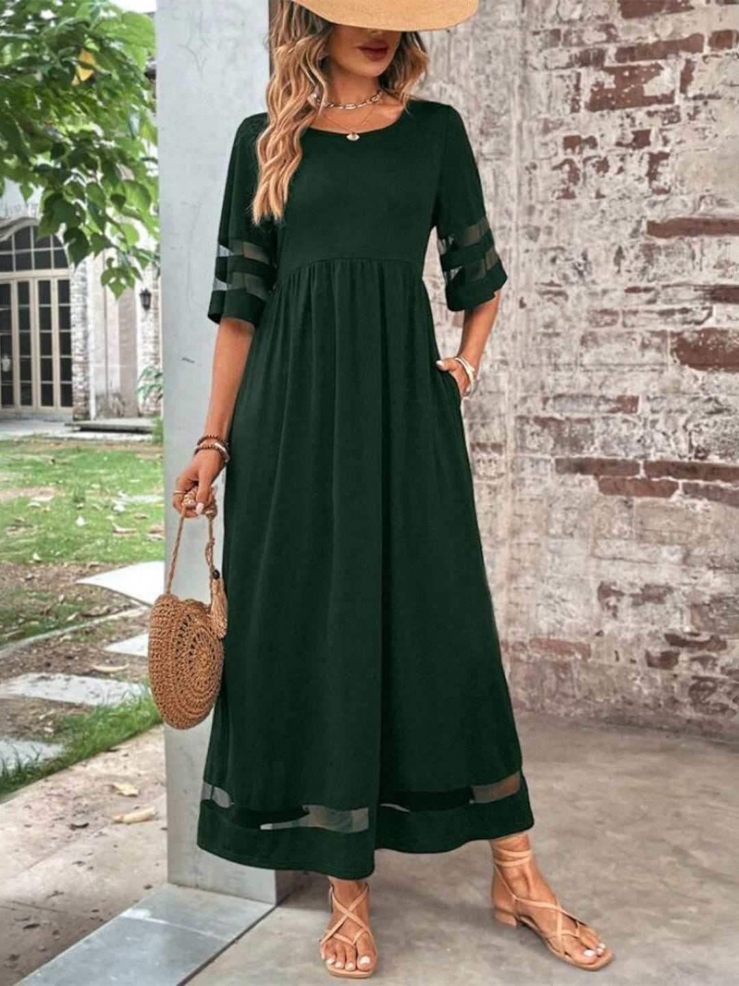Florentia | Damen Kleid Rundhals Maxi