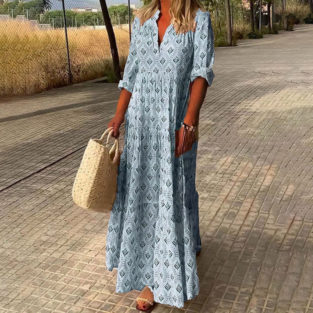 Zafira | Damen Kleid Maxi Boho Print