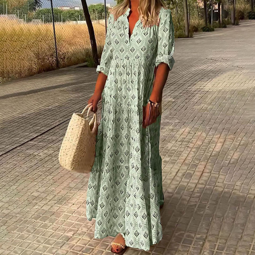 Zafira | Damen Kleid Maxi Boho Print