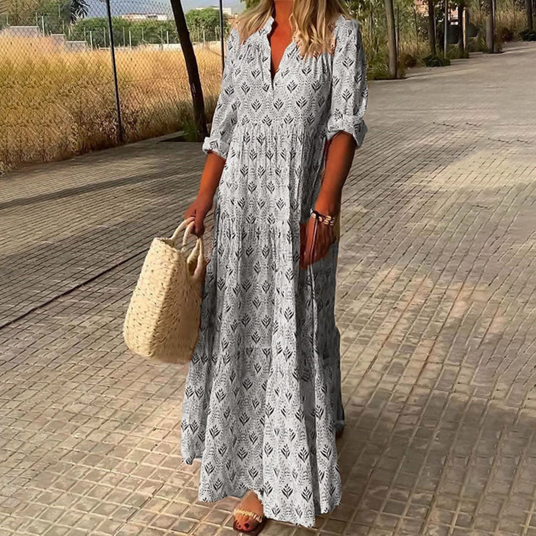 Zafira | Damen Kleid Maxi Boho Print