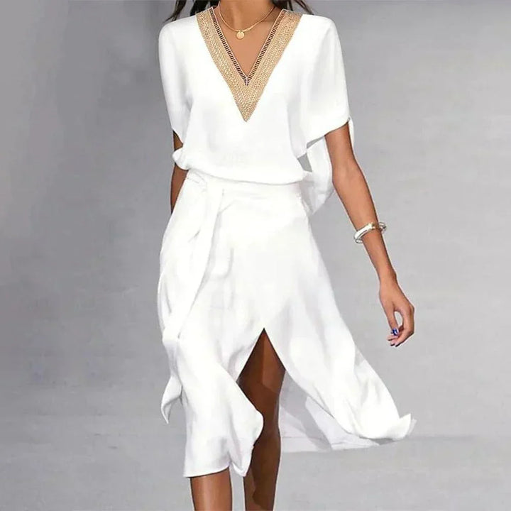 Serenella | Damen Sommer V-Ausschnitt Midi Kleid