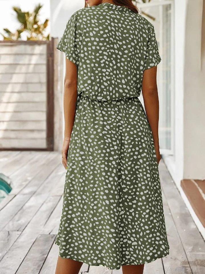 Leontina | Damen Sommerkleid Animal Print Midi
