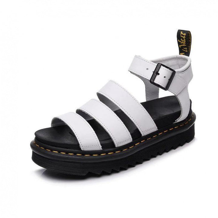 Irene | Sandalen für Damen Dreifach-Riemen Plateau Knöchelschnalle