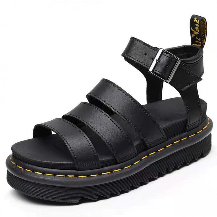 Irene | Sandalen für Damen Dreifach-Riemen Plateau Knöchelschnalle