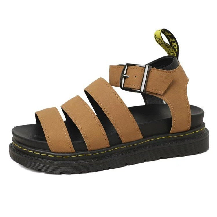 Irene | Sandalen für Damen Dreifach-Riemen Plateau Knöchelschnalle