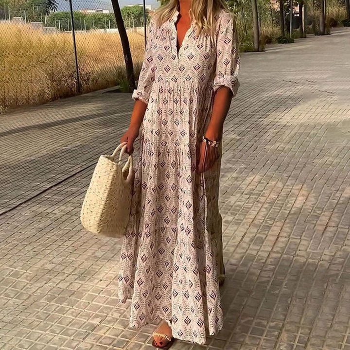 Zafira | Damen Kleid Maxi Boho Print