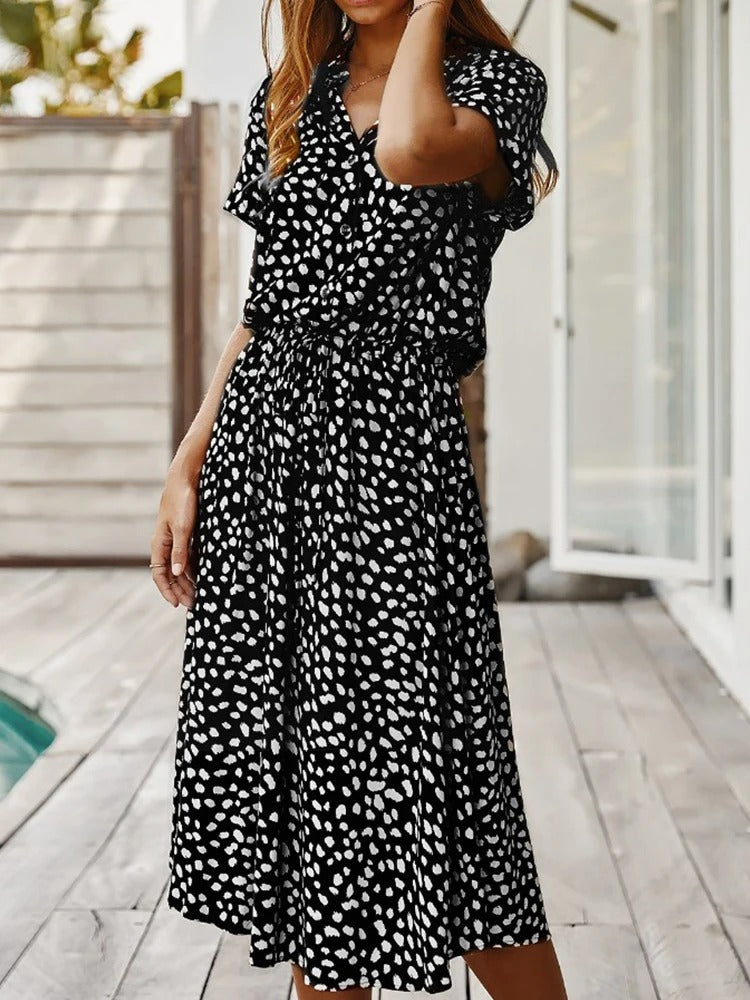 Leontina | Damen Sommerkleid Animal Print Midi
