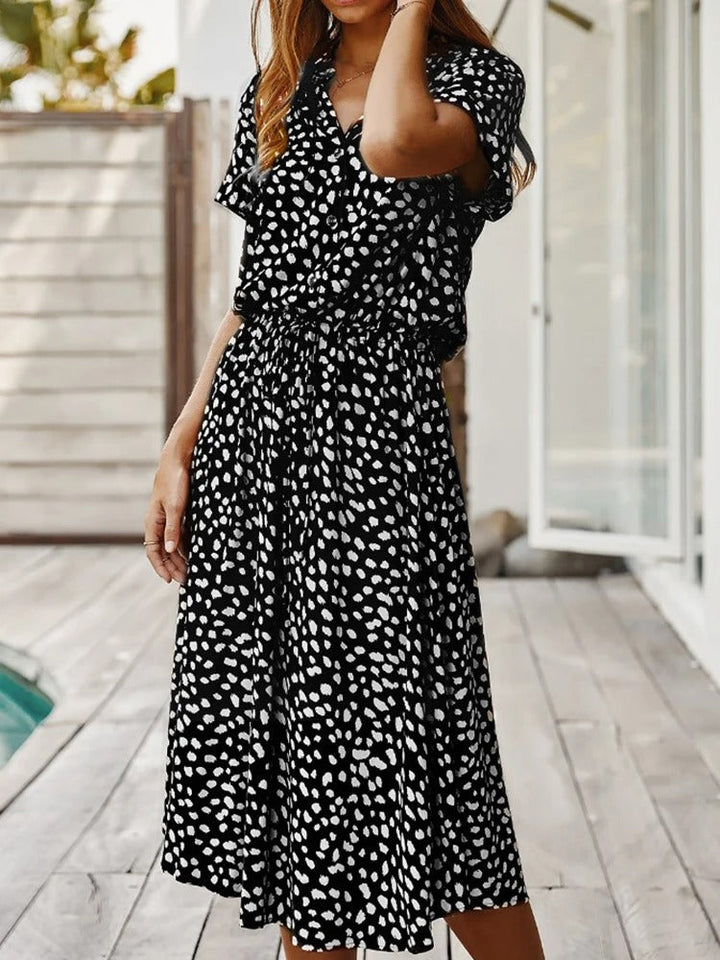Leontina | Damen Sommerkleid Animal Print Midi