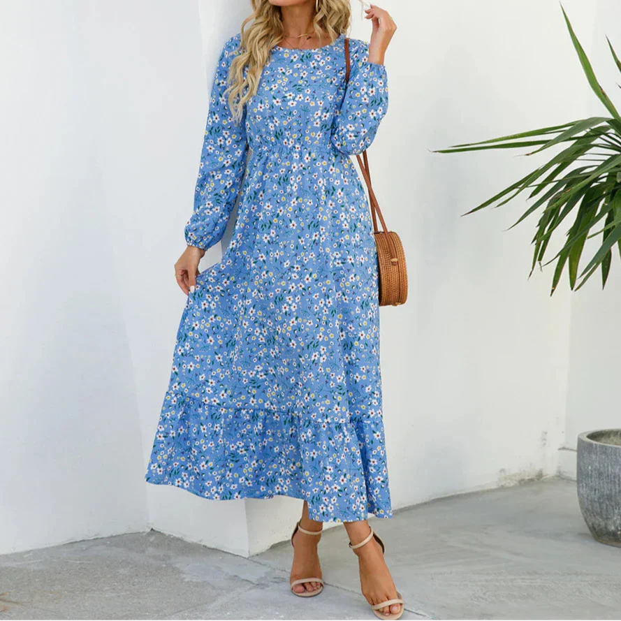 Maisie | Damenkleid Floral Maxi Langarm