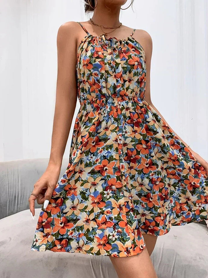 Arietta | Damen Sommerkleid mit Rüschen-Ausschnitt Midi