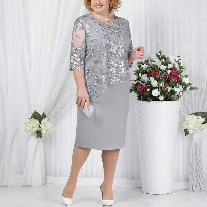 Arianna | Damenkleid Knielang Besticktes Overlay